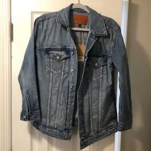 Denim jacket, oversized, distressed